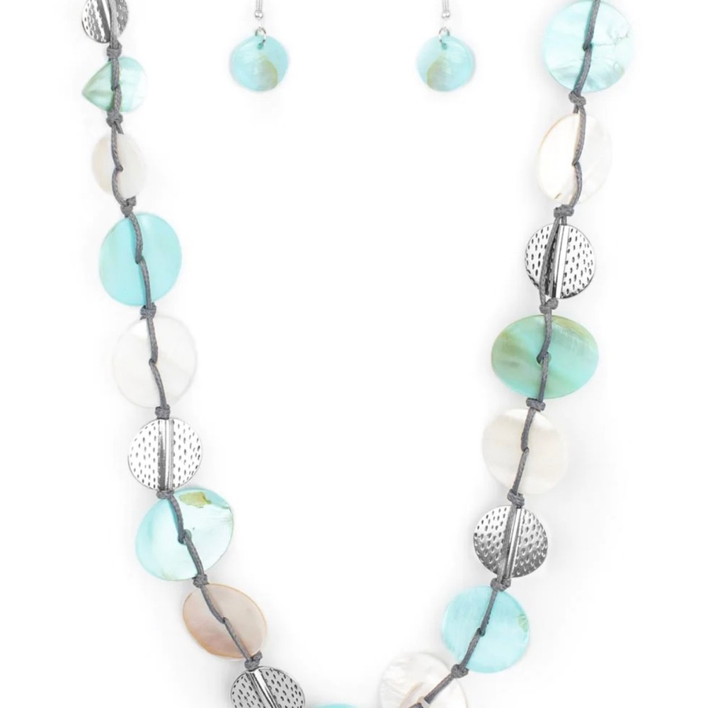 New Paparazzi light blue shell-like discs mixed with silver. Earrings free